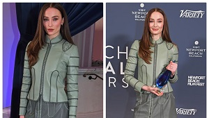 Sophie Turner Poses With An Award At Newport Beach Film Festival In London