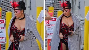 Kim Kardashian Seen On Set Of Her New Movie In Las Vegas